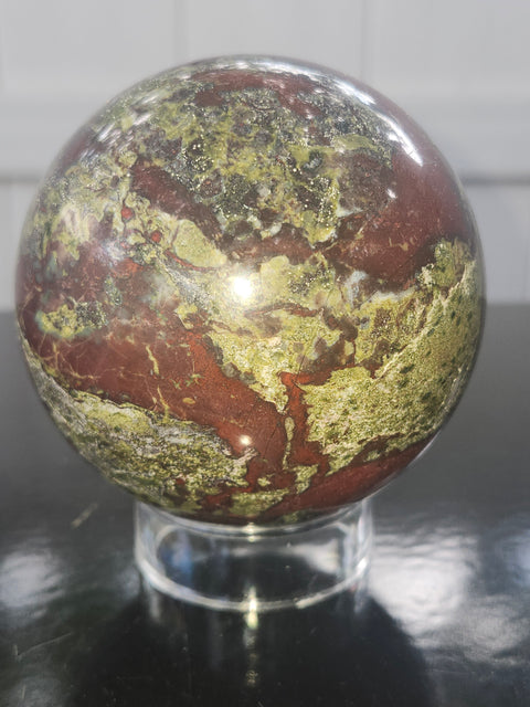 Dragon bloodstone sphere! 80mm, 3.1 inches, 1.12 pounds