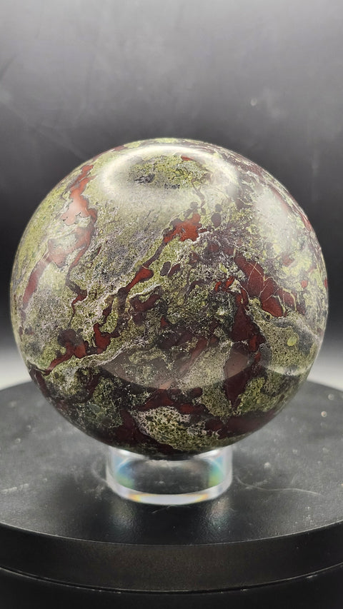 Dragon bloodstone sphere, 1.6 pounds,75mm, 2.95 inches