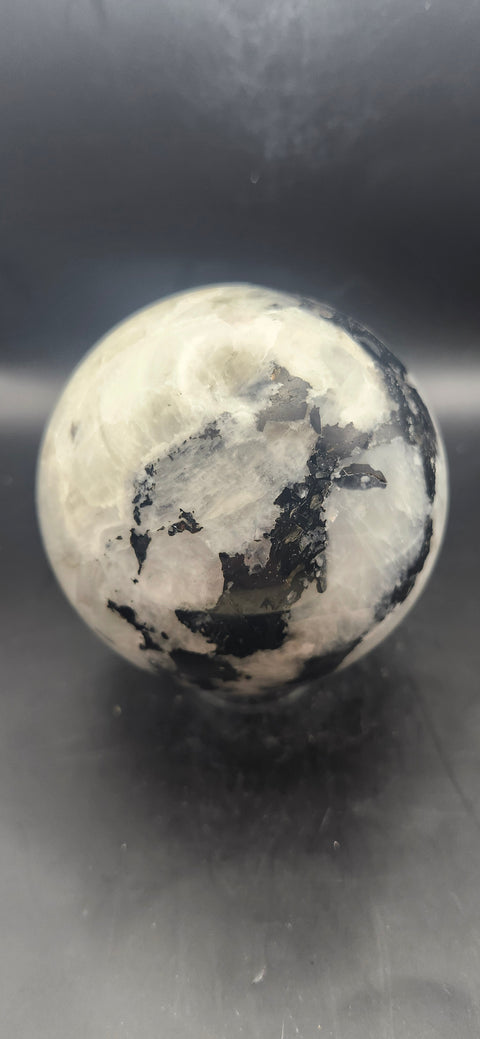 Rainbow moonstone sphere! 81.9mm, 3.22 inches, 1.11 pounds