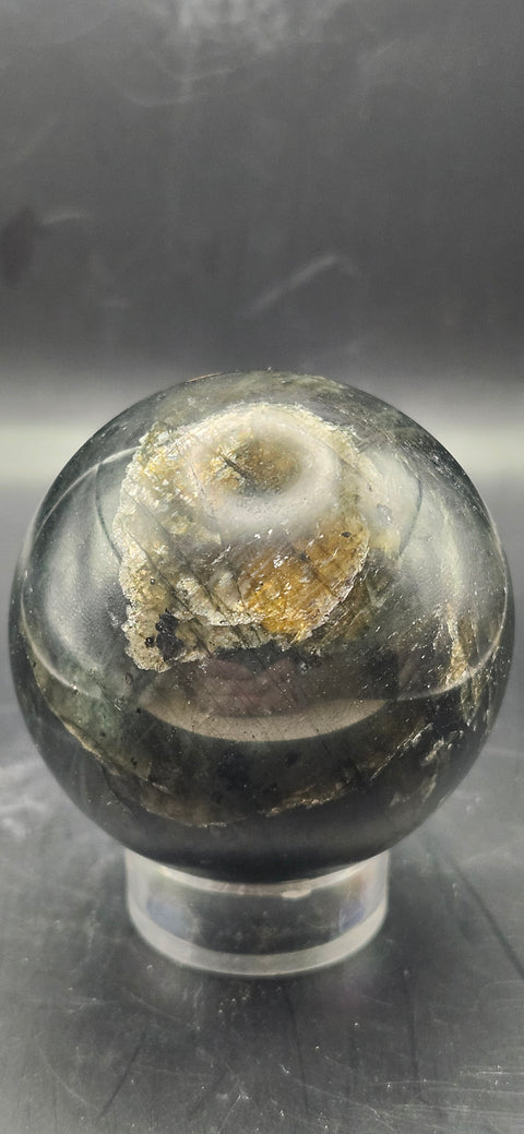 Labradorite sphere. 57.5mm, 2.26 inches, 9.4 ounces!