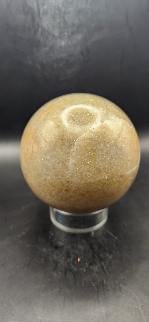 Green/orange aventurine silver flash sphere 1.9 pounds, 80.6mm, 3.1 inches