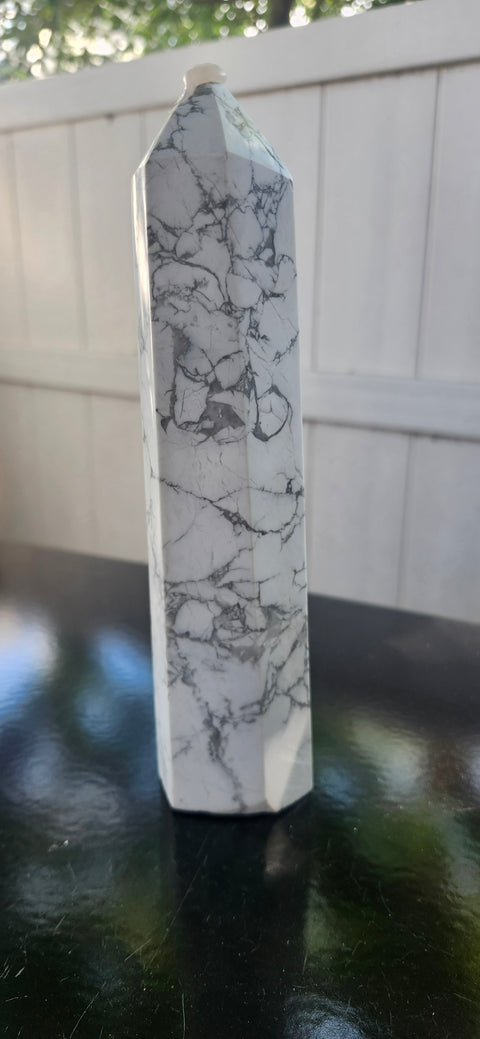 Large howlite tower, 7.5 inches, 1.4 pounds