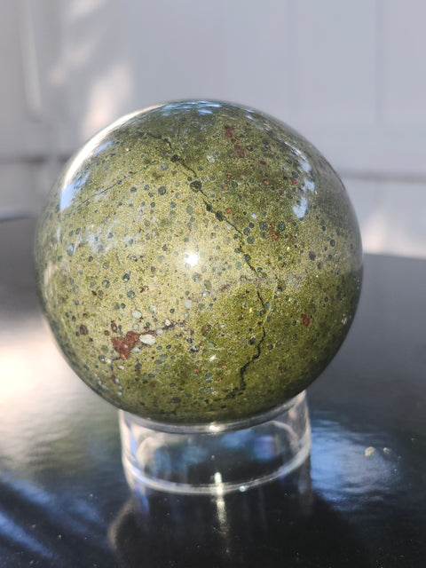 Olive opal sphere! 1.7 pounds, 73mm, 2.8 inches