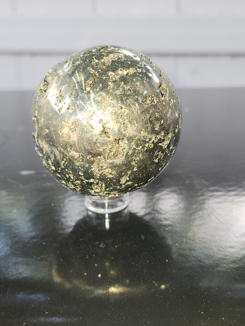Pyrite sphere! 52.9mm, 2.08 inches, 11.1 ounces