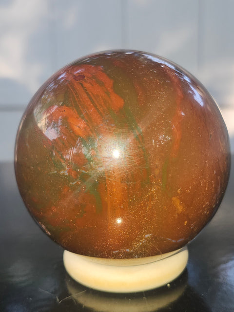 Ocean jasper sphere! 70.6mm, 2.77 inches, 1.1 pounds
