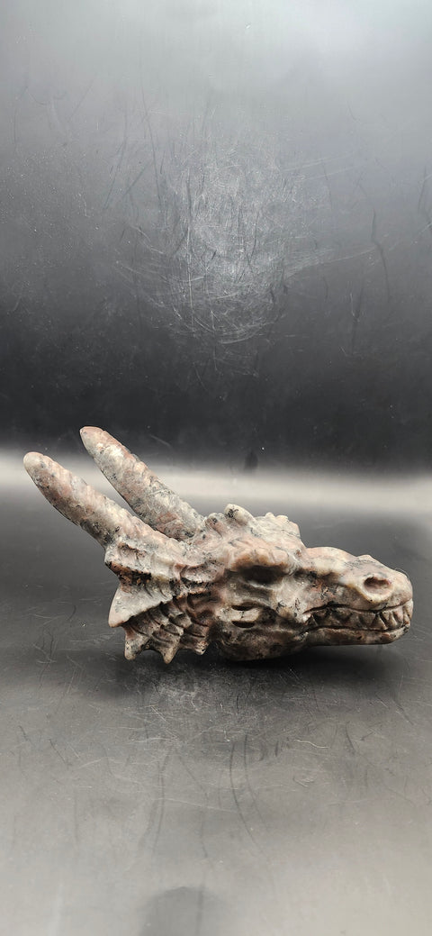 Flame stone dragon skull! 8 ounces, head to horn 5 inches