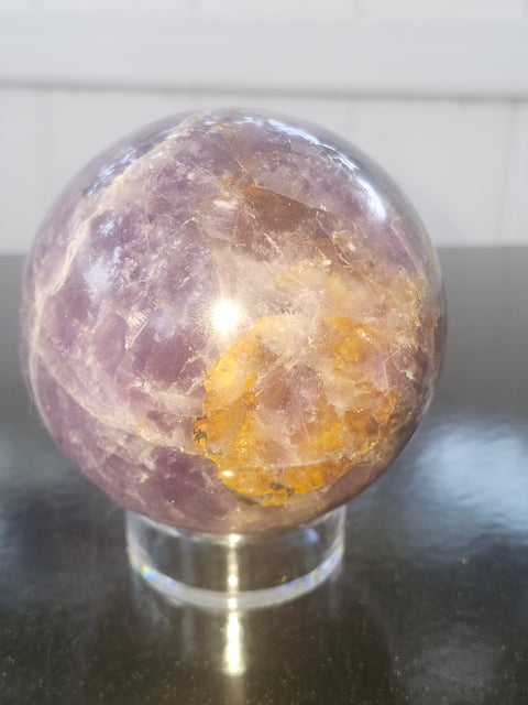 Dream amethyst sphere! 77.5mm, 3.05 inches, 1.6 pounds