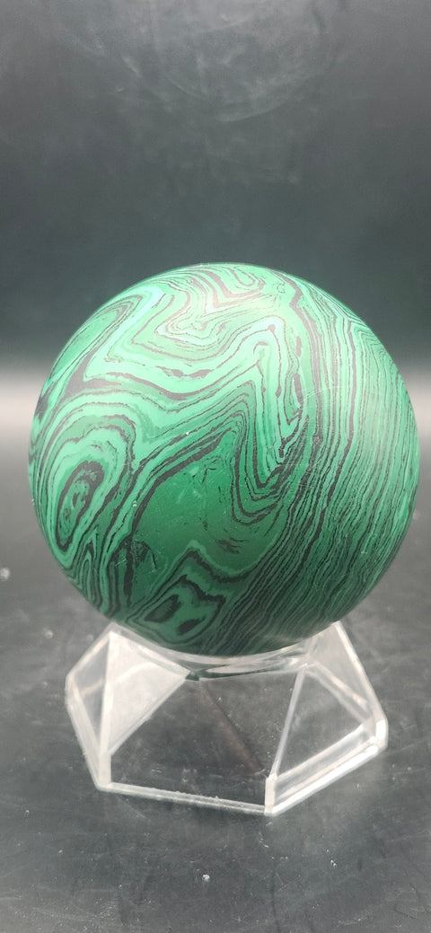 Malachite sphere! 61.5mm, 2.4 inches, 9.2 ounces!