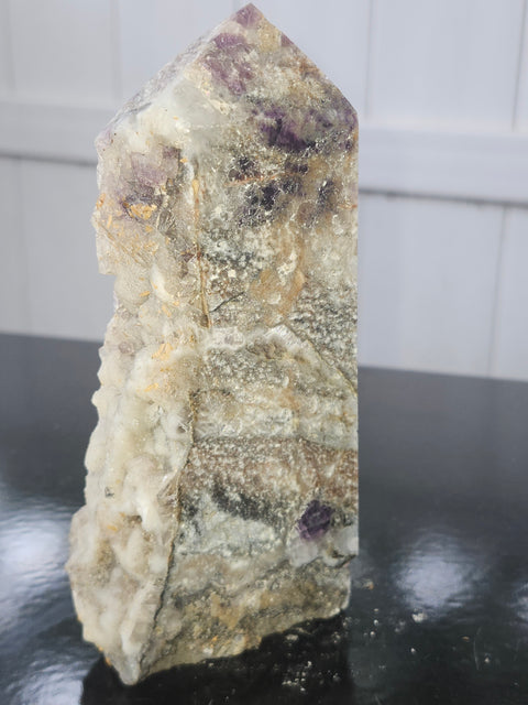 Druzy opalized fluorite free form tower! 5.7 inch by 2.4 inch, 15 ounces