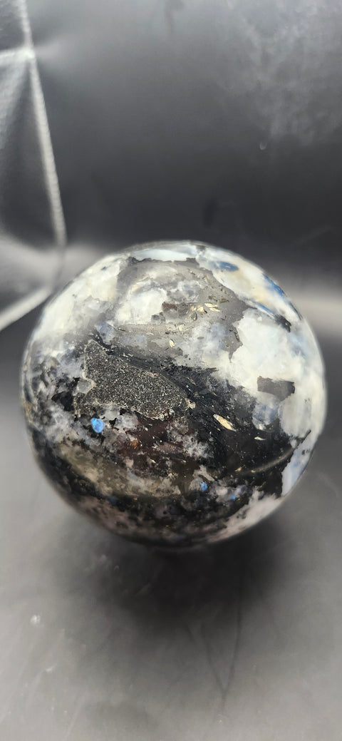 Rainbow moonstone sphere! 83.3mm, 3.27 inches, 1.13 pounds