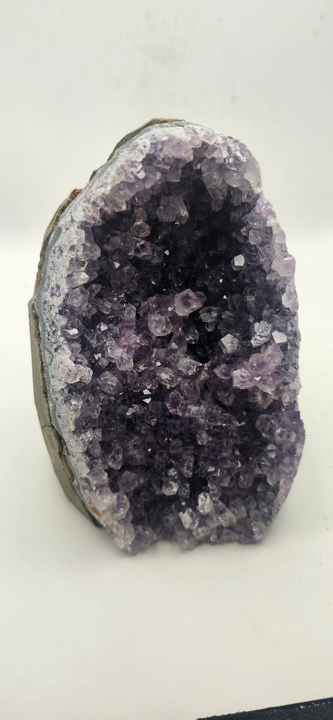 Amethyst cut base free form, 1.13 pounds, 4.8 inches tall,.3.3 wide