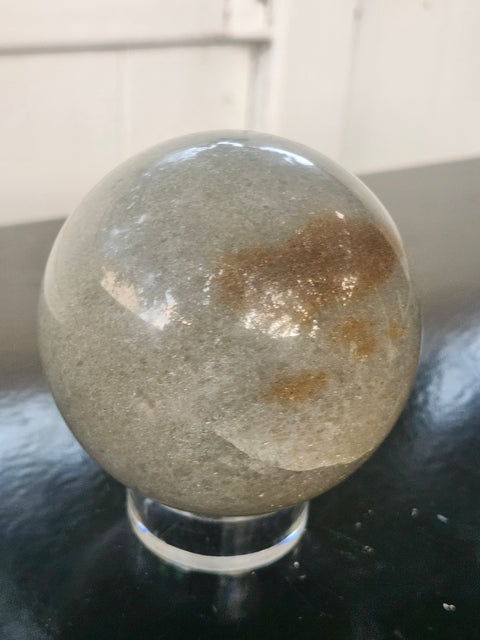 Green aventurine sphere with silver flash! 1.11 pounds, 81mm, 3.2 inches