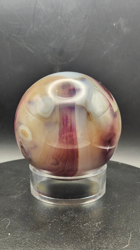 Purple, clear agate sphere! 60mm, 2.36 inches, 10.5 ounces!!
