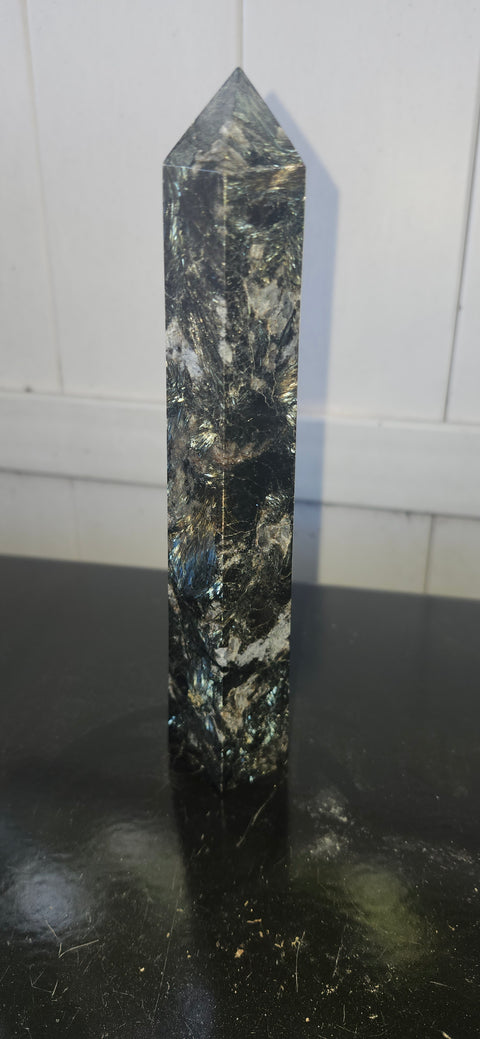 Large larvikite tower! 8 inches tall, 1.7 pounds!