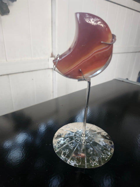 4.6 ounce carnelian moon with zodiac stand