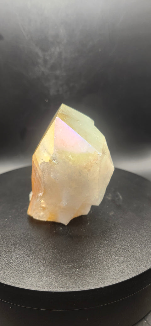 Angel aura citrine polished top point! 7 ounces