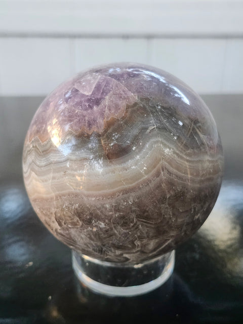 Amethyst lace agate sphere! 76mm, 3 inches, 1.6 pounds