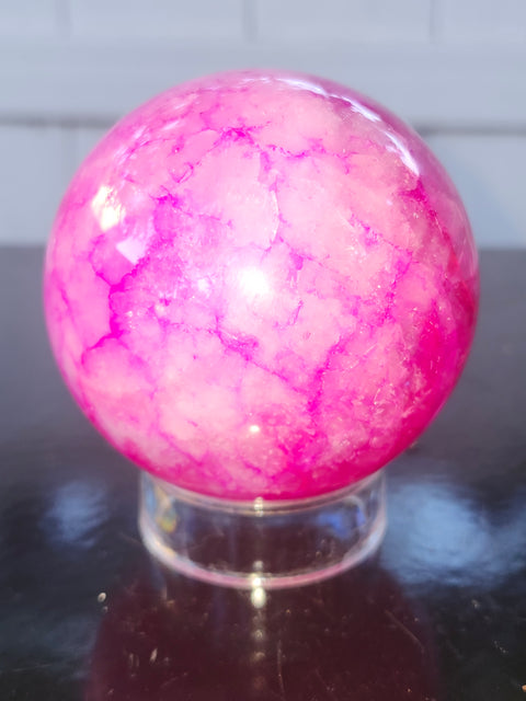 Pink crackle quartz sphere! 71mm, 2.8 inches, 1.2 pounds