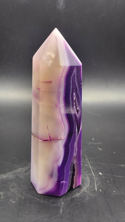 Purple druzy agate tower! 3.75 inches, 3.2 ounces