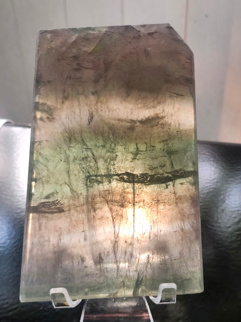 Green and purple Florite slab! 1.1 pounds, 5.5 inches tall,.3.4 wide