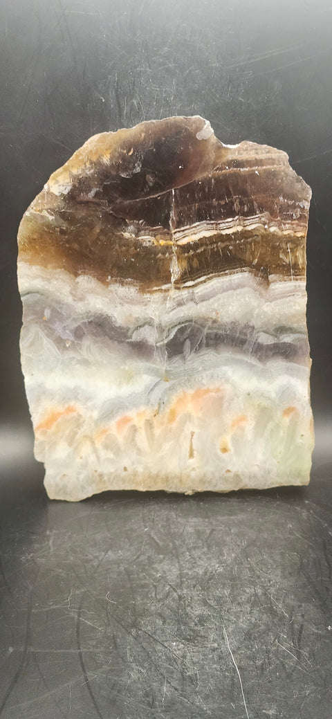Striped calcite slab! 1.4 pounds, 5.5 inches tall, 4.5 wide