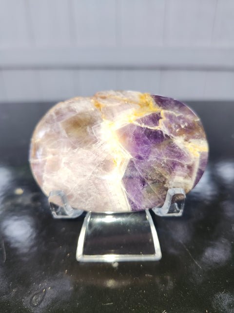 Amethyst lace agate palm stone! 2.5 ounces, 2.75 inches