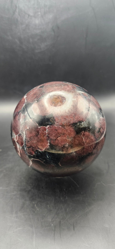 Astrophyllite garnet firework sphere! 72.3mm, 2.84 inches, 1.7 pounds