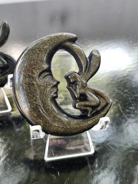 Golden obsidian moon fairy! 2 inches, 1.2 ounces