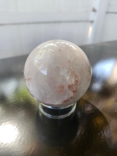 13 ounce, 64mm, 2.52 inch ferruginous quartz sphere