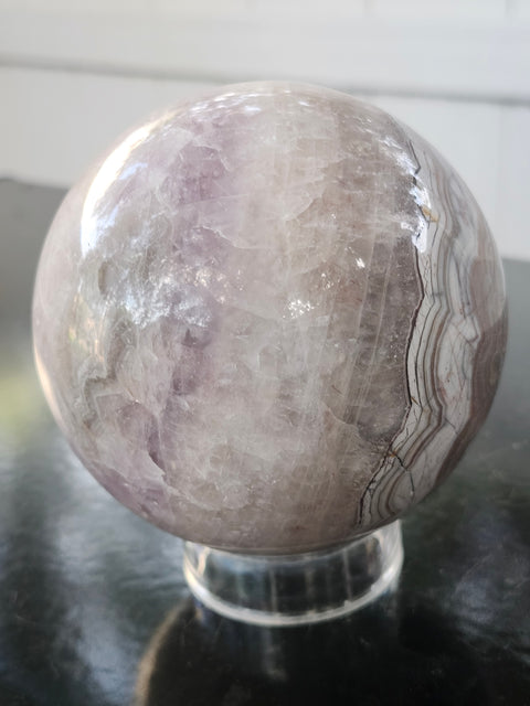 Amethyst lace agate sphere! 1.15 pounds, 85mm, 3.3 inches