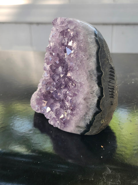 Amethyst cut base free form! 13.6 ounces, 3.2 inches tall, 2.7 wide