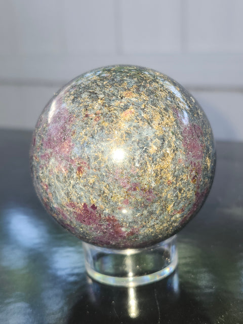 Ruby in kyanite sphere! 12.5 ounces, 57.8mm, 2.27 inches uv reactive
