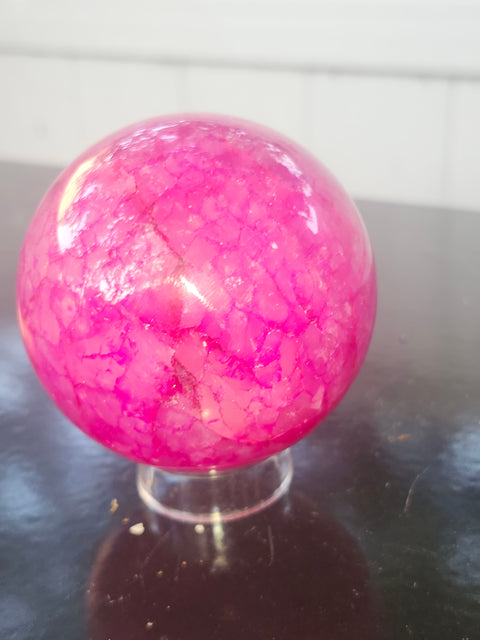 Pink crackle quartz! 14.7 ounces, 66mm, 2.6 inches