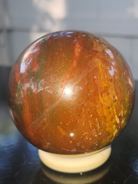 Ocean jasper sphere! 70.6mm, 2.77 inches, 1.1 pounds
