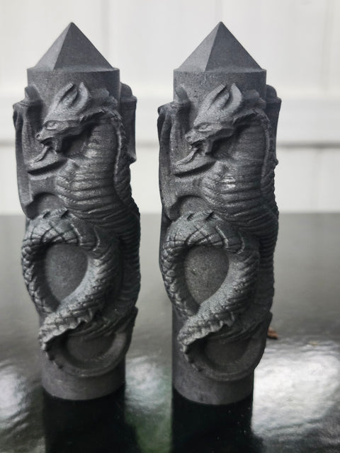 Shungite dragon towers style 2! 4 inches tall 3.5 to 4 ounces