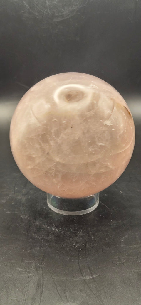 Rose quartz sphere! 69.8mm, 2.7 inches, one pound!