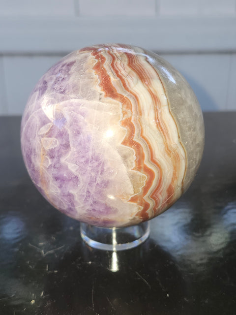 Amethyst lace agate sphere! 74mm 2.93 inches, 1.4 pounds