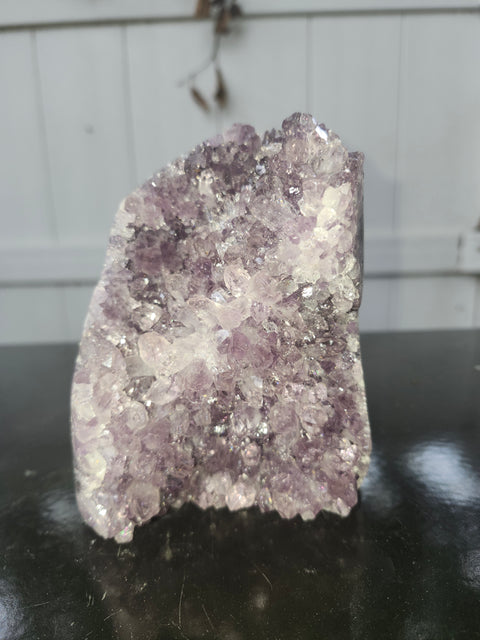 Amethyst cut base free form! 2.4 pounds, 4.5 inches tall, 3.3 inches wide