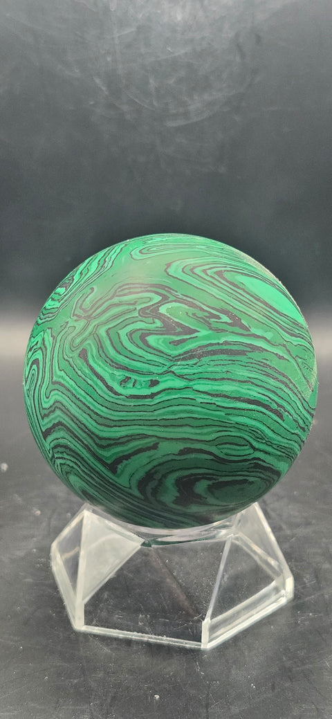 Malachite sphere! 61.5mm, 2.4 inches, 9.2 ounces!