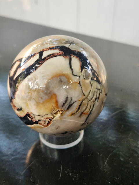 Druzy volcanic agate sphere! 11 ounces, 62mm, 2.4 inches