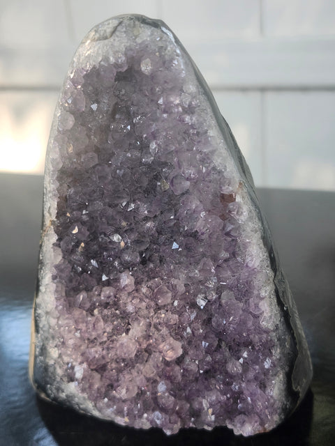 Amethyst cut base free form! 2.1 pounds, 4.6 inches tall, 3.6 inches wide