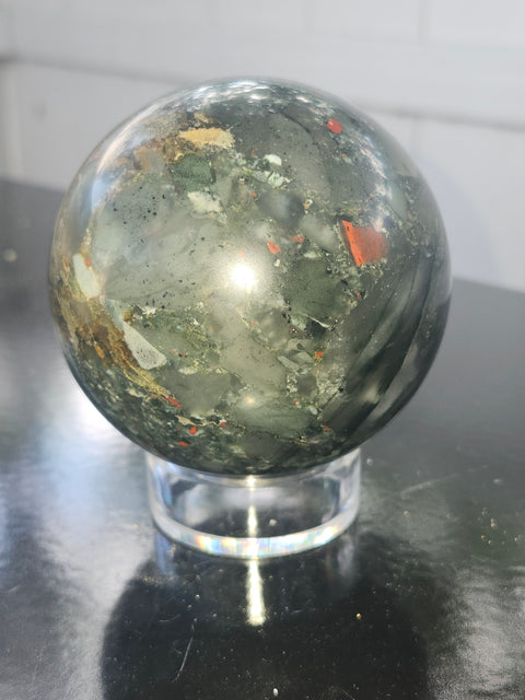 76.7mm, 3.01 inch bloodstone sphere! 1.6 pounds