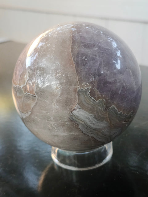 Amethyst lace agate sphere! 83mm, 3.27 inches, 1.13 pounds