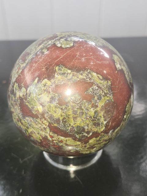 Dragon bloodstone sphere! 80mm, 3.1 inches, 1.12 pounds