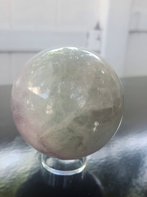 Watermelon florite sphere! 71mm, 2.8 inches, 1.6 pounds
