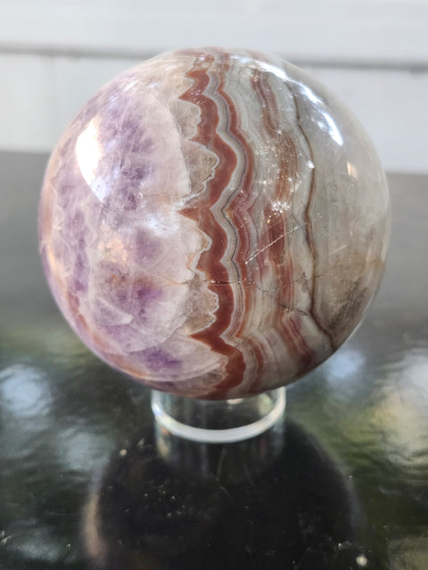 Amethyst lace agate sphere! 74mm 2.93 inches, 1.4 pounds