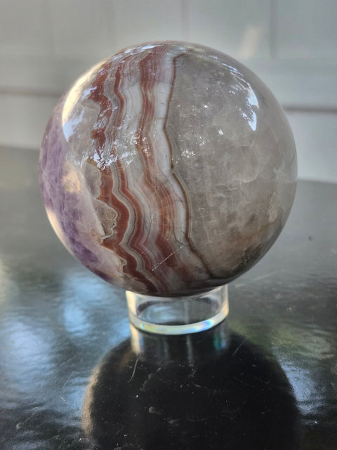 Amethyst lace agate sphere! 74mm 2.93 inches, 1.4 pounds