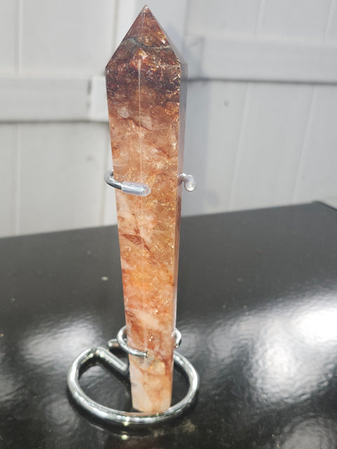 Fire quartz scepter! 7.1 ounces, 7 inches tall!