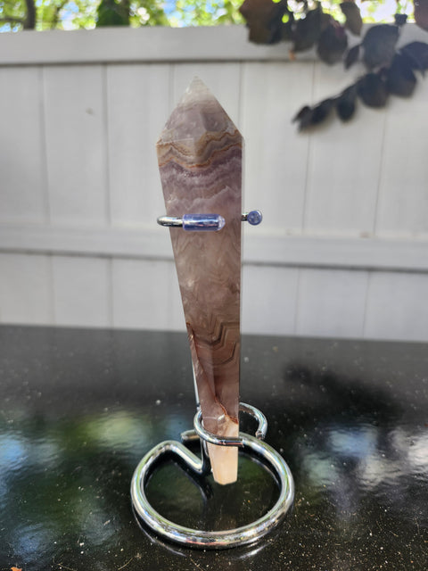 3.5 ounce, 5.5 inch amethyst lace agate scepter