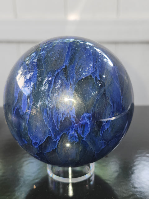 Blueberry quartz sphere! 78mm, 3.1 inches, 1.4 pounds